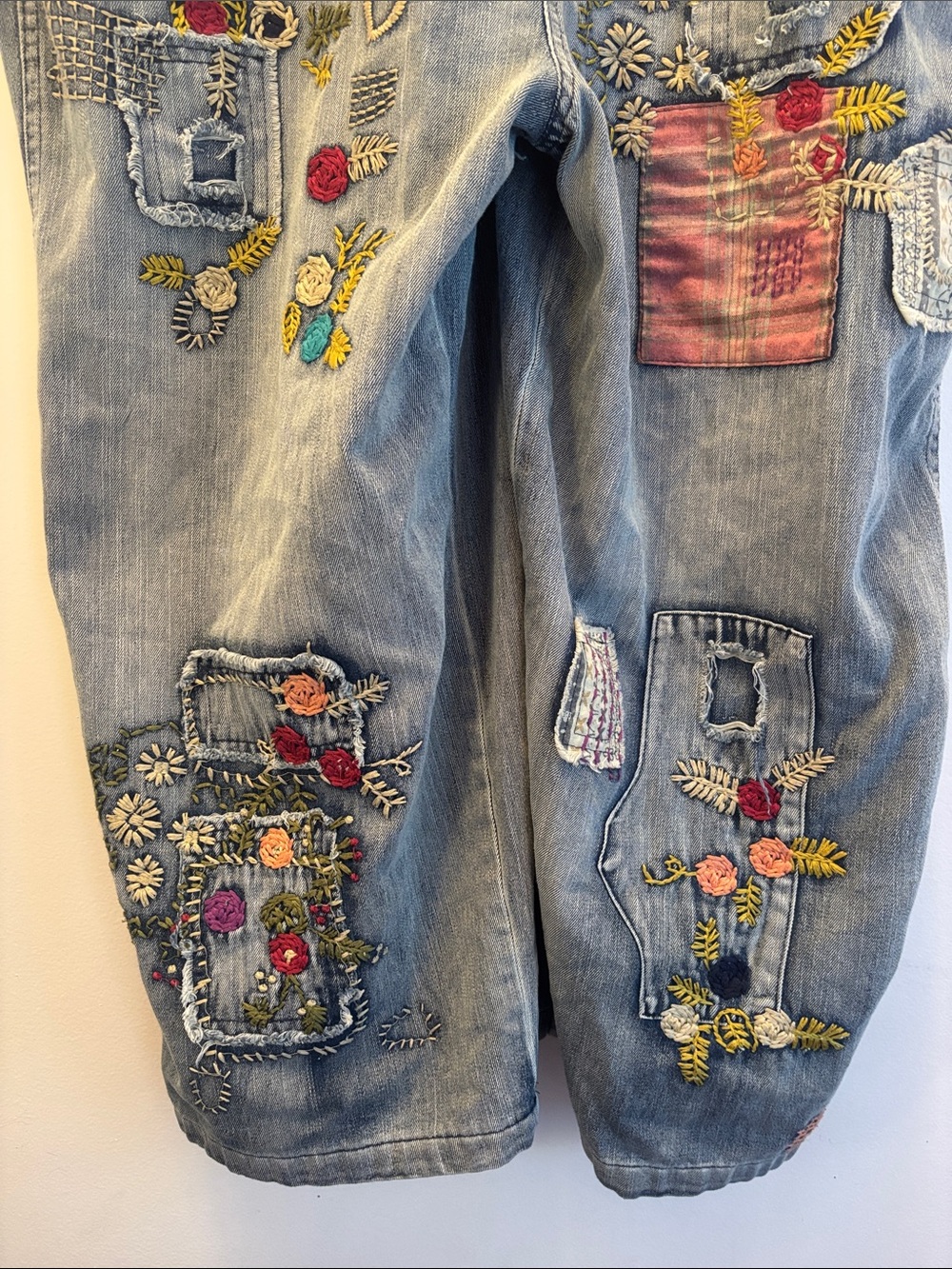 Blue Velvet | Light Blue Embroidered Denim One-Piece Overalls Sz M - Picture 7 of 17